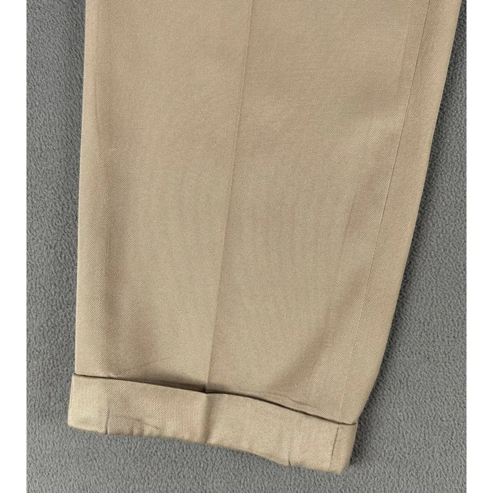 Polo Ralph Lauren Pants Slacks 36x32 Beige Pleated Cuffed Polyester Old Money